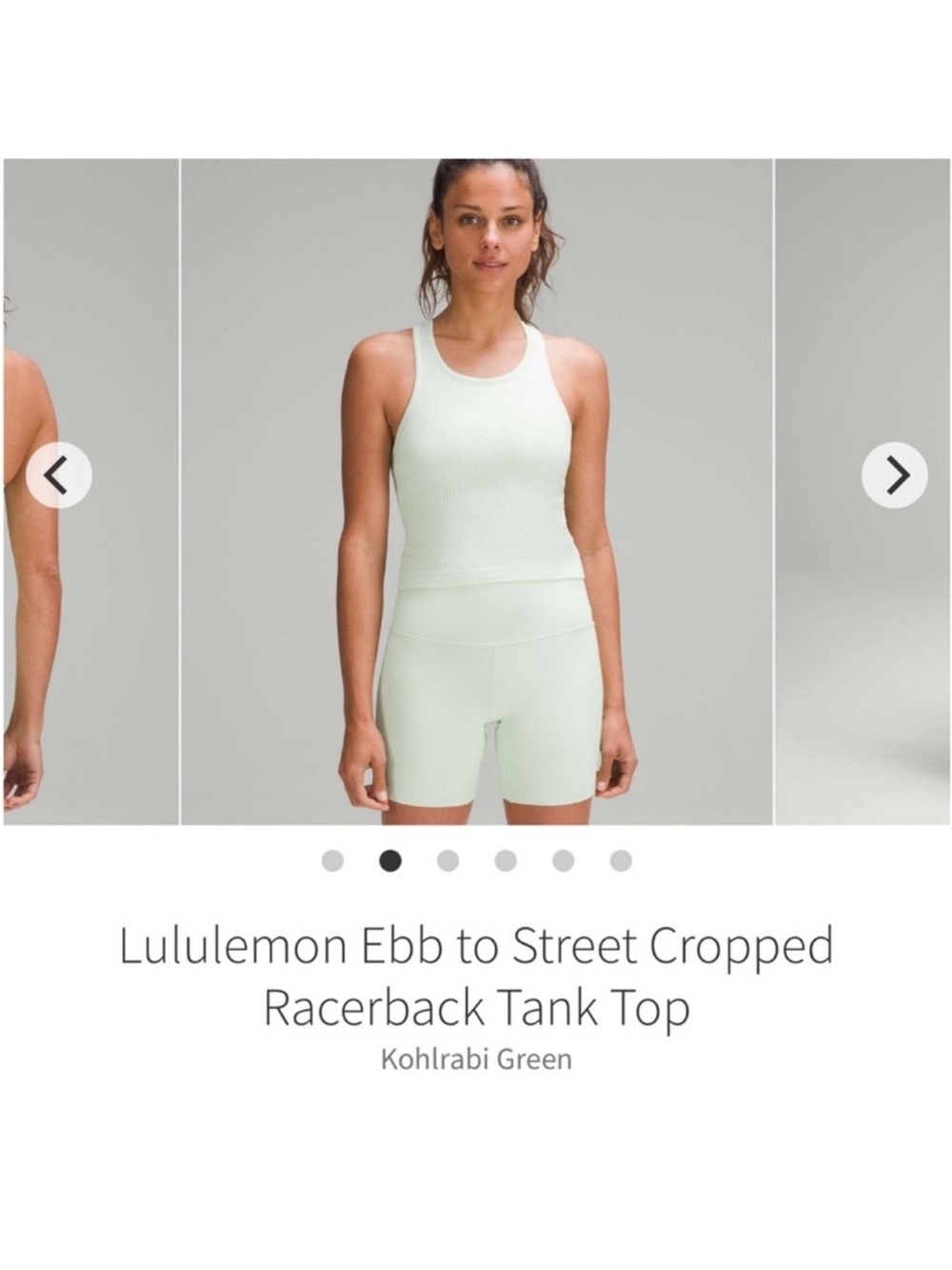 Lululemon Ebb To Street Cropped Racerback Tank Top Kohlrabi Green Sz 6